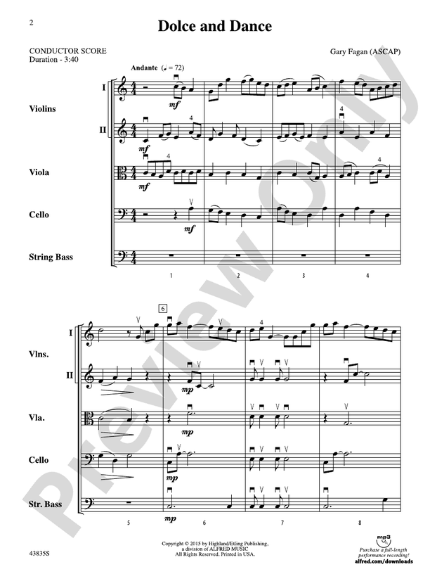 Dolce and Dance – String Orchestra Conductor Score & Parts (Digital Download)