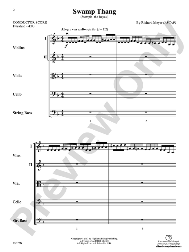 Swamp Thang - String Orchestra Conductor Score & Parts (Digital Download)