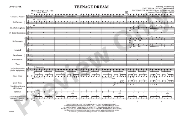 Teenage Dream – Marching Band Conductor Score & Parts (Digital Download)
