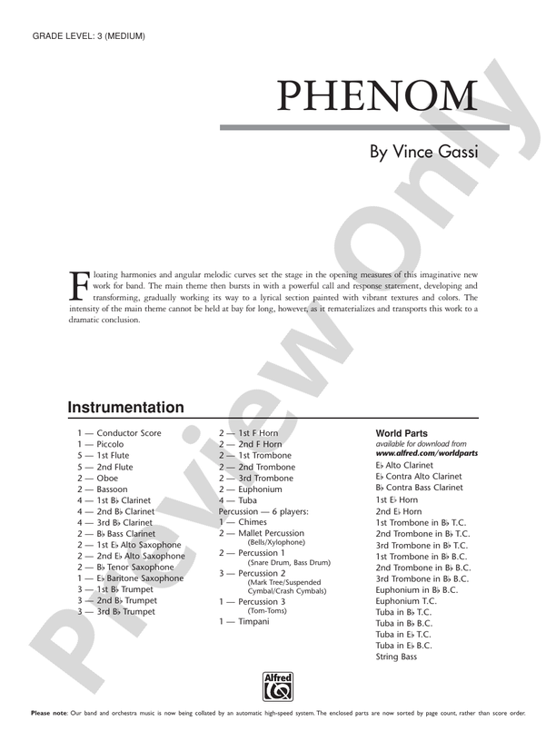 Phenom - Concert Band Conductor Score & Parts (Digital Download)