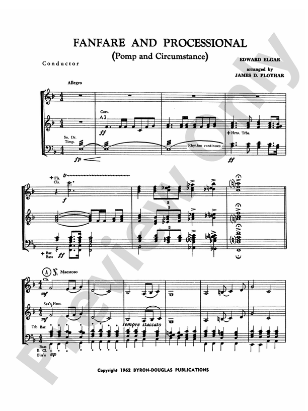 Fanfare, Processional and Recessional - Concert Band Conductor Score & Parts (Digital Download)