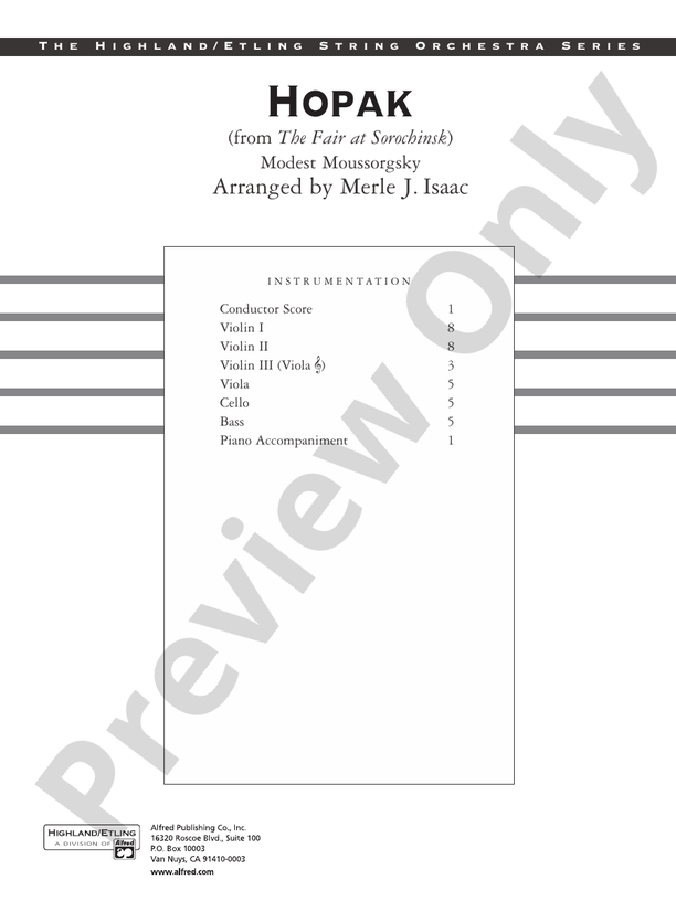 Hopak – String Orchestra Conductor Score & Parts (Digital Download)