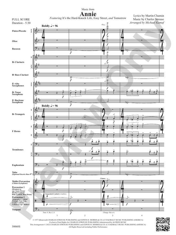 Annie - Concert Band Conductor Score & Parts (Digital Download)