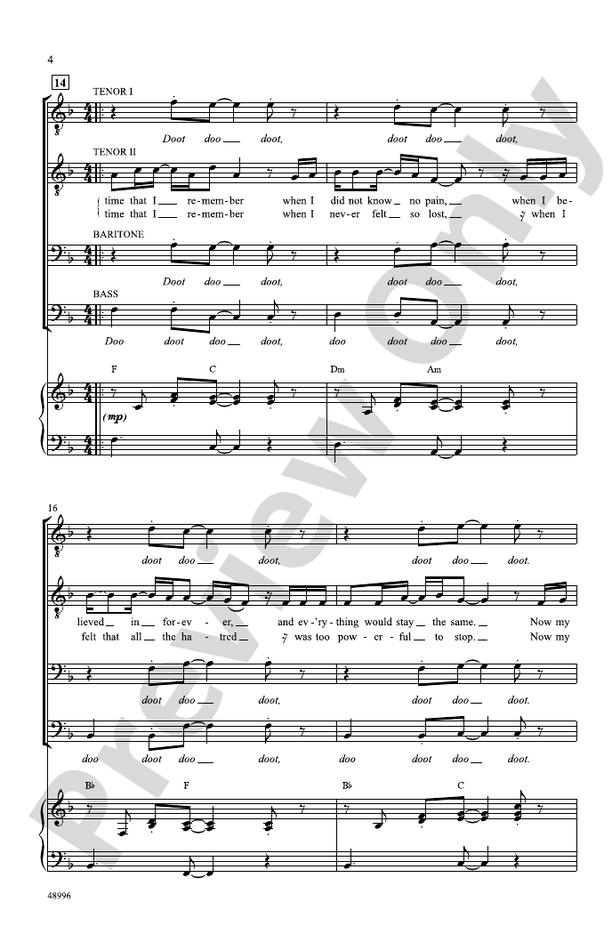 Memories - TTBB Choral Octavo (Digital Download)