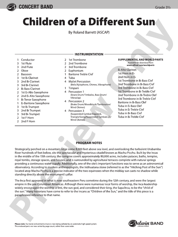 Children of a Different Sun - Concert Band Conductor Score & Parts (Digital Download)