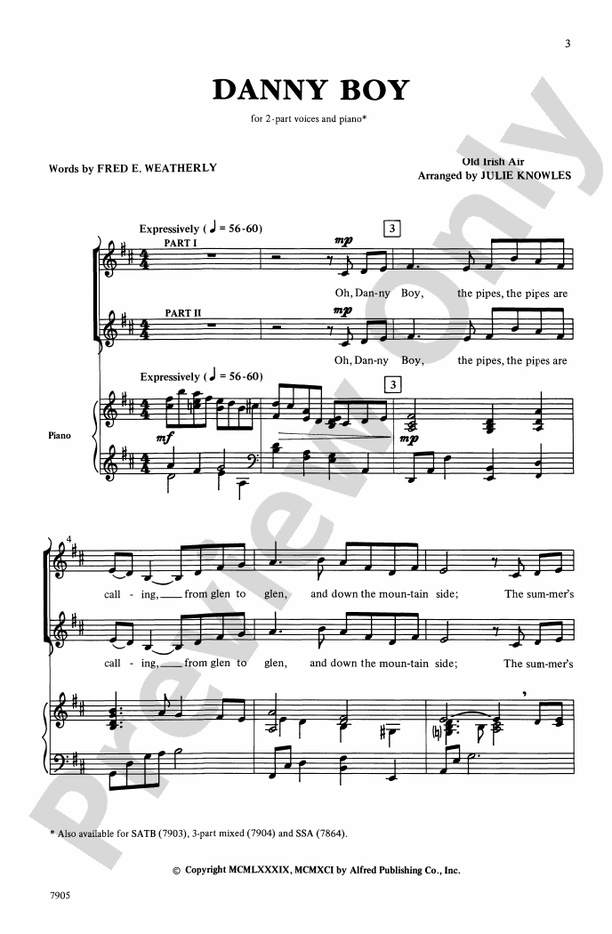 Danny Boy – 2-Part Choral Octavo (Digital Download)
