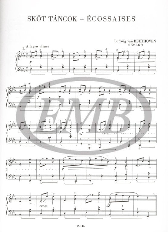 Beethoven - Ecossaises - Piano Solo arranged by Bartok EMB Z116