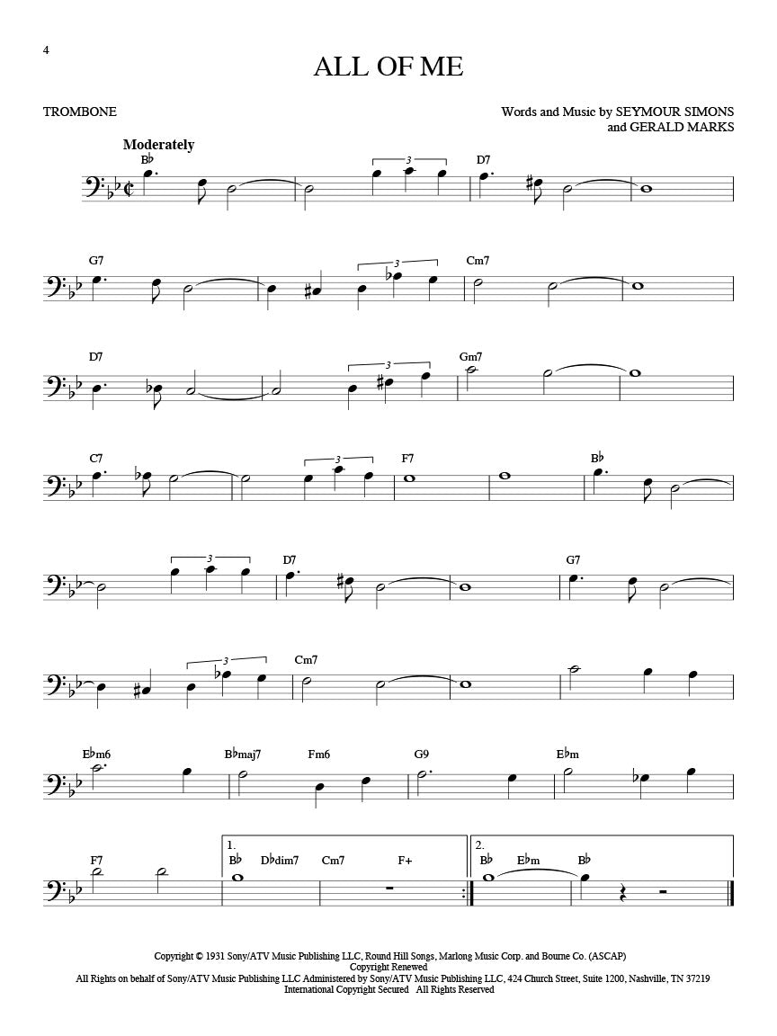 101 Jazz Songs - Trombone Solo - Hal Leonard 146370