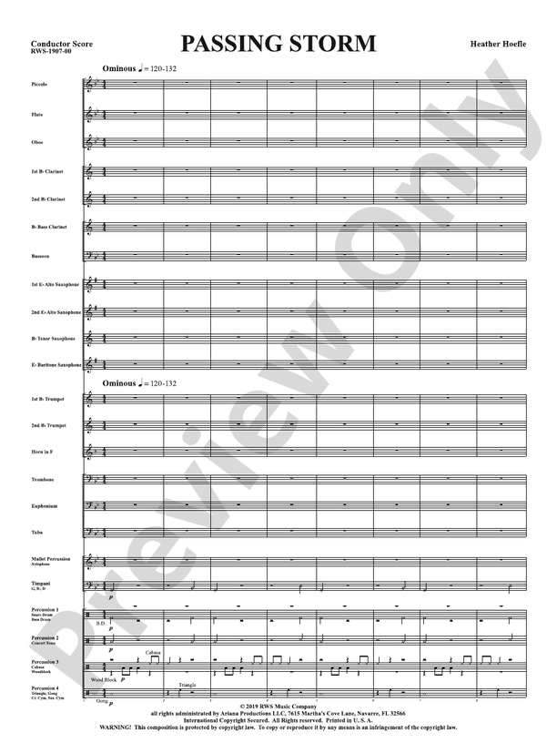 Passing Storm - Concert Band Conductor Score & Parts (Digital Download)