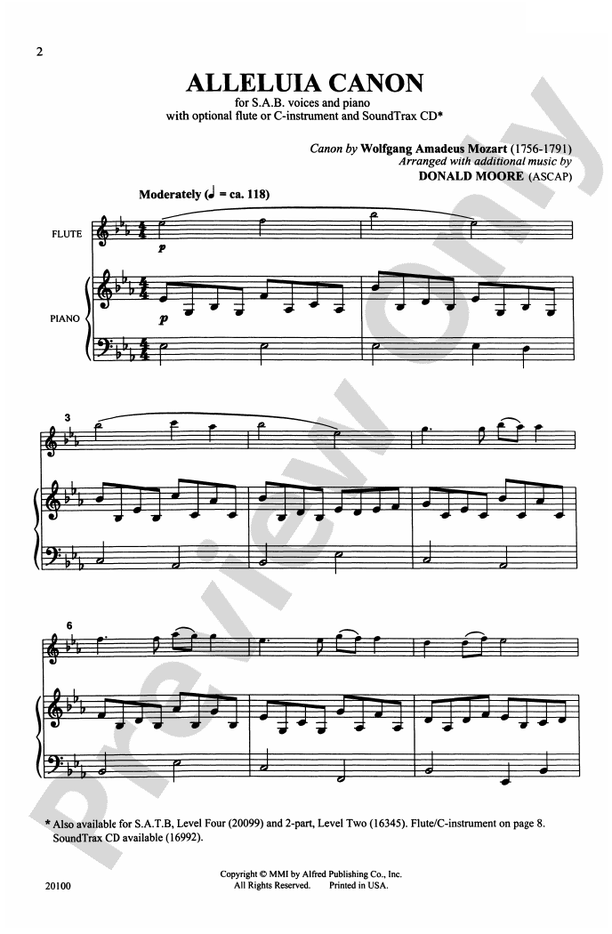 Alleluia Canon - SAB Choral Octavo (Digital Download)