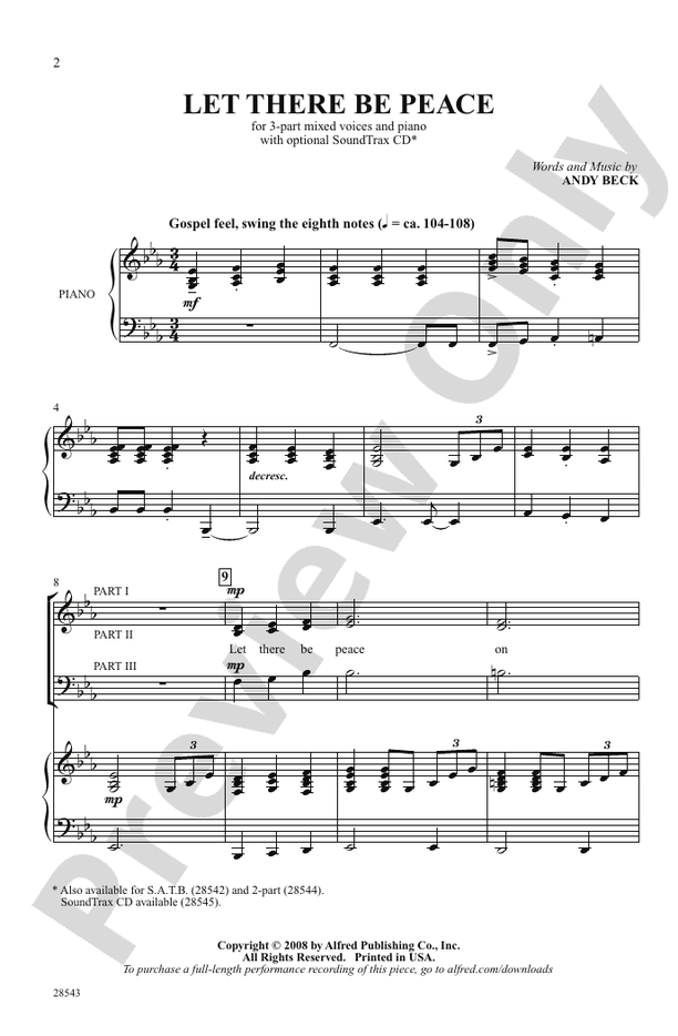 Let There Be Peace – 3-Part Mixed Choral Octavo (Digital Download)