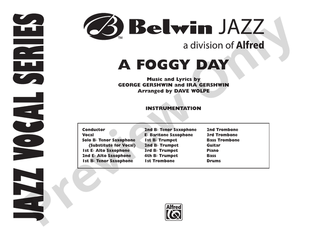 A Foggy Day (Grade 4) - Jazz Ensemble Conductor Score & Parts(Digital Download)