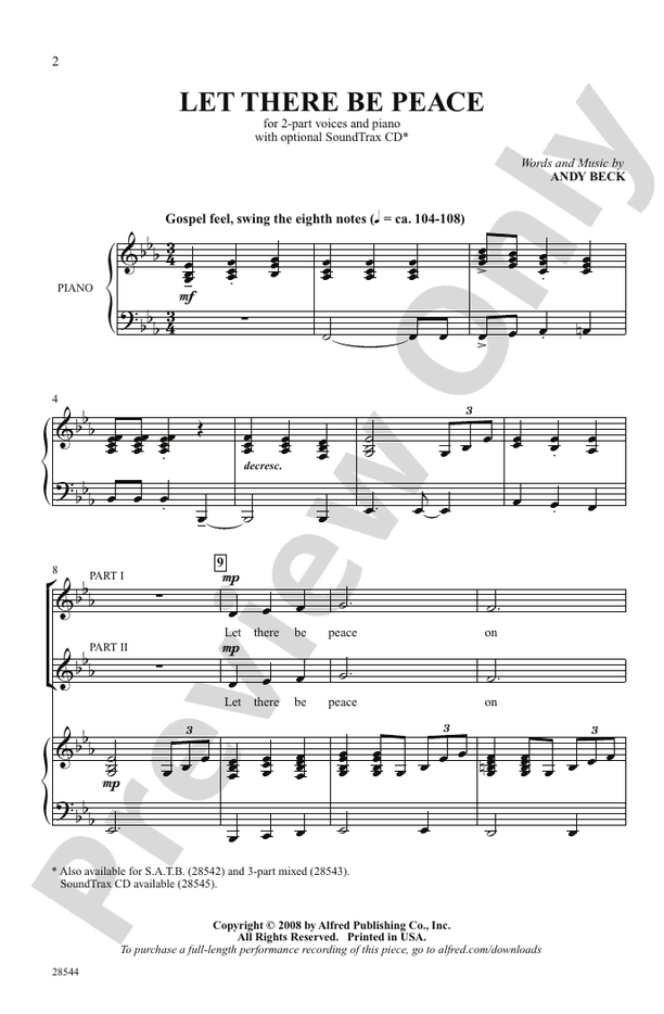Let There Be Peace – 2-Part Choral Octavo (Digital Download)
