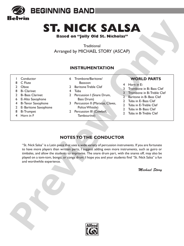 St. Nick Salsa - Concert Band Conductor Score & Parts (Digital Download)