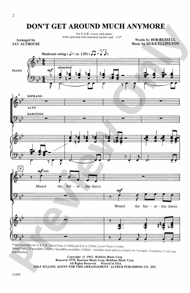 Don't Get Around Much Anymore – SAB Choral Octavo (Digital Download)