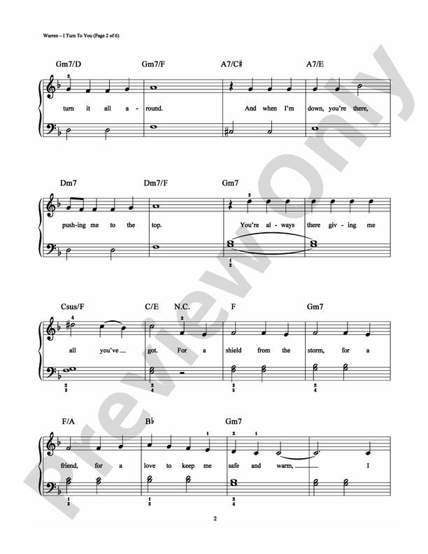 I Turn To You - Arr. Richard Bradley (DSM-PS-0004611) - Easy Piano (Digital Download)