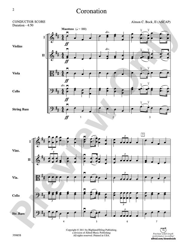Coronation – String Orchestra Conductor Score & Parts (Digital Download)