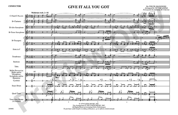 Give It All You Got – Marching Band Conductor Score & Parts (Digital Download)
