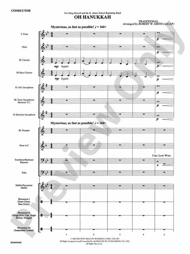 Oh Hanukkah - Concert Band Conductor Score & Parts (Digital Download)