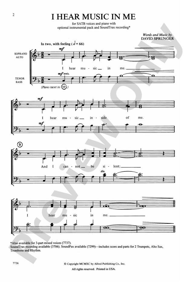 I Hear Music in Me – SATB Choral Octavo (Digital Download)