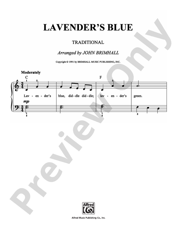 Lavender's Blue - Arr. John Brimhall - Easy Piano (Digital Download)