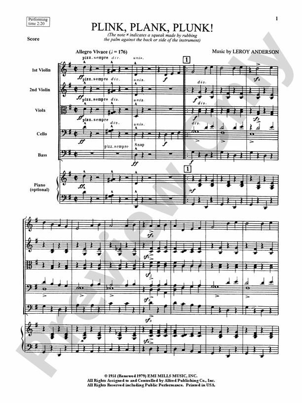 Plink, Plank, Plunk! – String Orchestra Conductor Score & Parts (Digital Download)