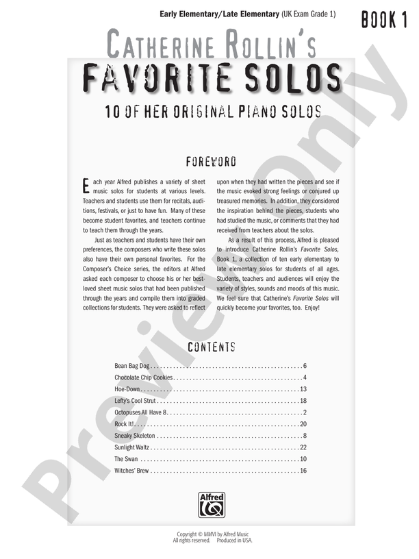 Catherine Rollin's Favorite Solos, Book 1 - Piano (Digital Download)