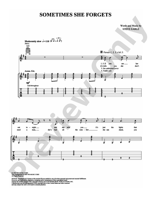 Sometimes She Forgets - Guitar TAB (Digital Download)