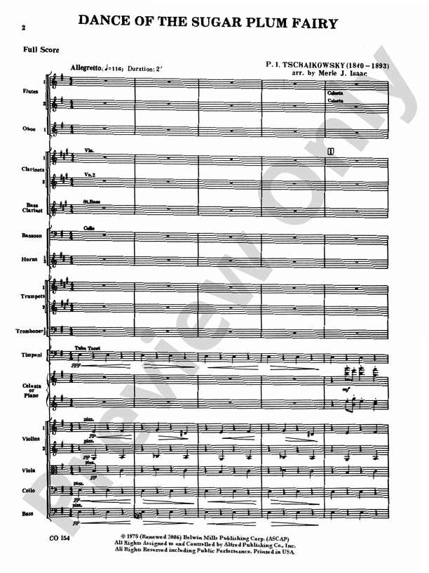 Nutcracker Ballet, Set I ("Dance of the Sugar Plum Fairy" and "Waltz of the Flowers") – Full Orchestra Conductor Score & Parts (Digital Download)