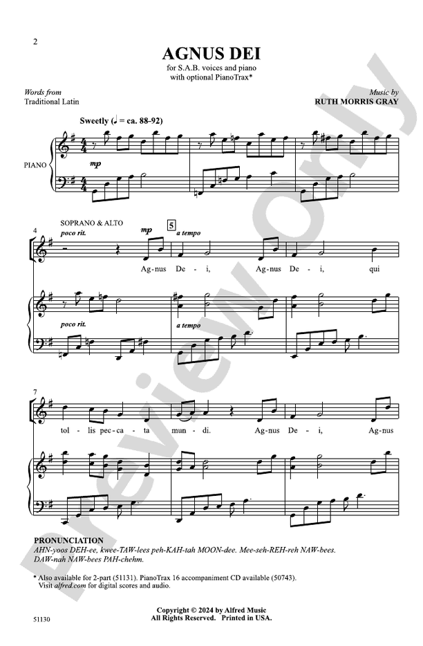 Agnus Dei - SAB Choral Octavo (Digital Download)
