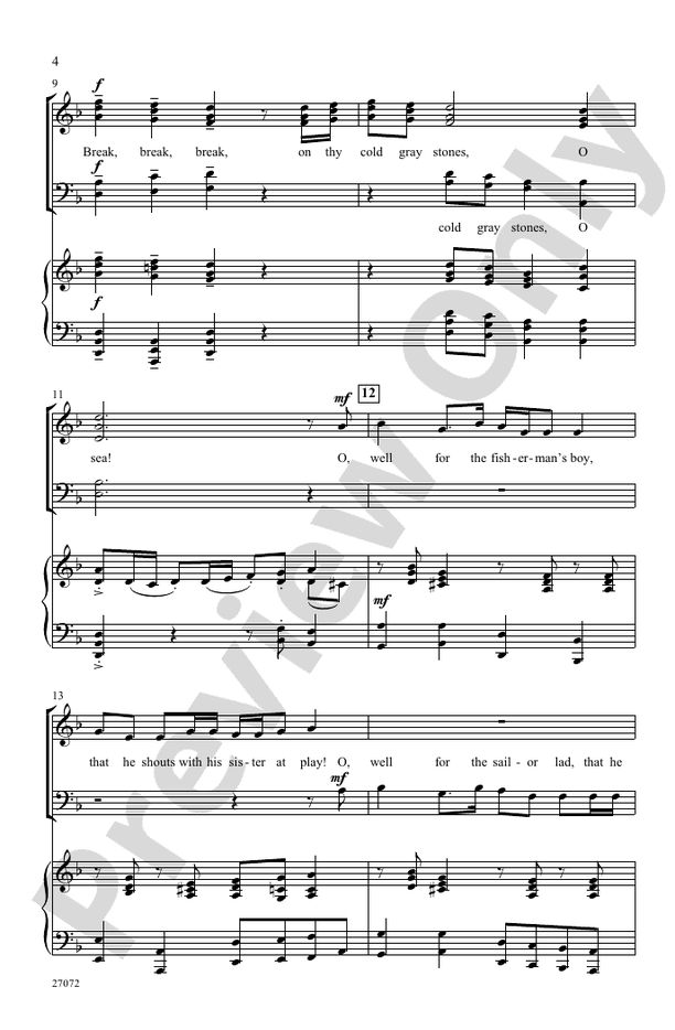 Break, Break, Break – SSATB Choral Octavo (Digital Download)