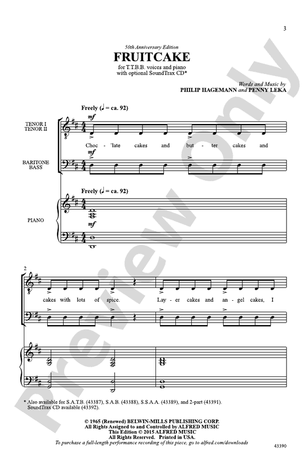 Fruitcake – TTBB Choral Octavo (Digital Download)