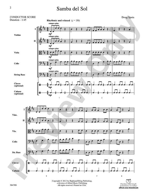 Samba del Sol – String Orchestra Conductor Score & Parts (Digital Download)