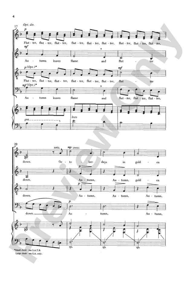 Autumn in Our Town (from Four New England Pieces) – SATB, a cappella Choral Octavo (Digital Download)