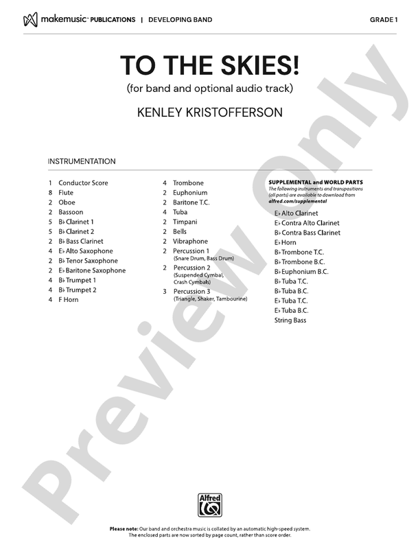 To the Skies! - Concert Band Conductor Score & Parts(Digital Download)