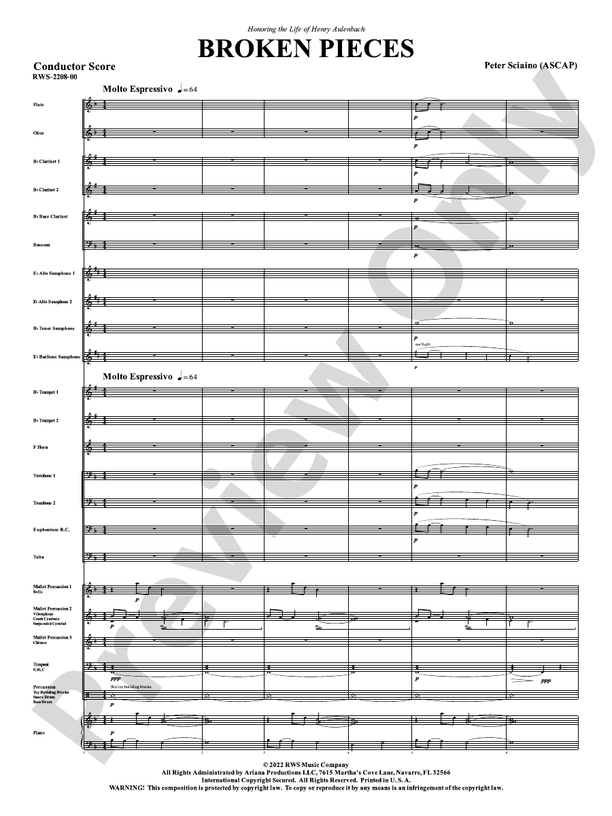 Broken Pieces - Concert Band Conductor Score & Parts(Digital Download)