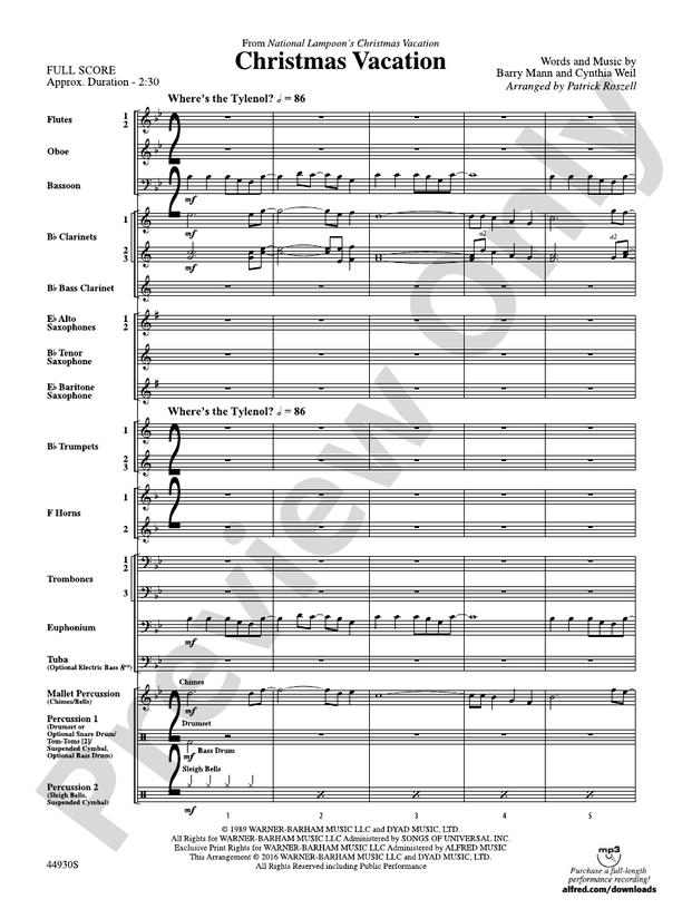 Christmas Vacation - Concert Band Conductor Score & Parts (Digital Download)