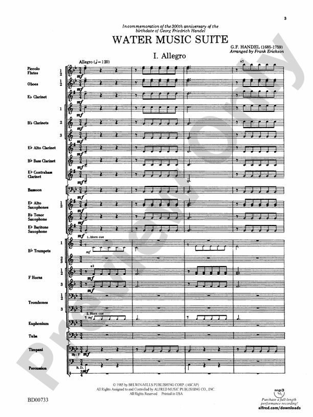 Water Music Suite - Concert Band Conductor Score & Parts (Digital Download)
