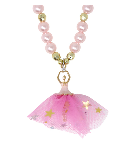 Ballet Necklace with Light Pink Pearls with Ballerina Charm