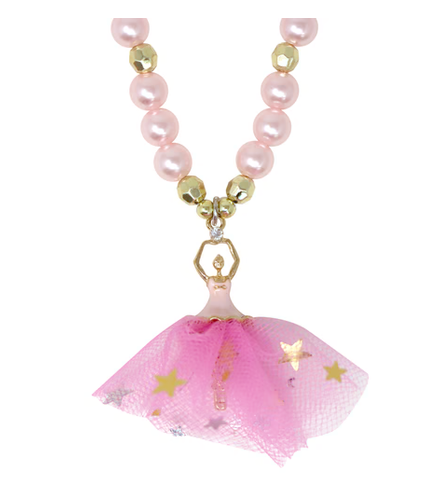 Ballerina Charm Necklace Light Pink Pearls