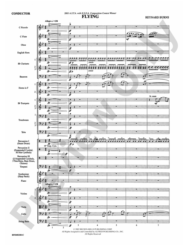 Flying – Full Orchestra Conductor Score & Parts (Digital Download)