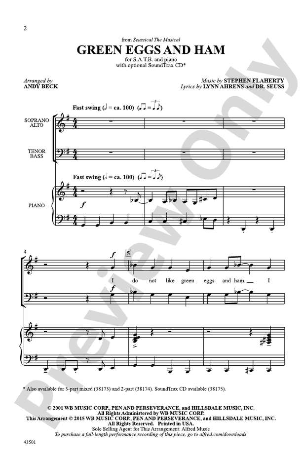 Green Eggs and Ham (from Seussical the Musical) – SATB Choral Octavo (Digital Download)