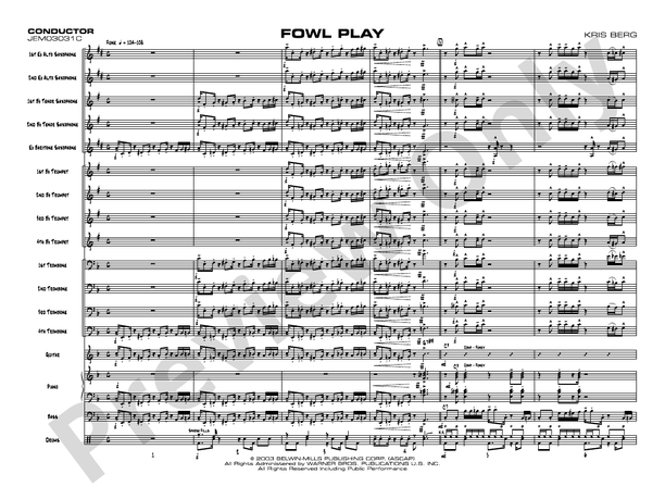 Fowl Play - Jazz Ensemble Conductor Score & Parts (Digital Download)