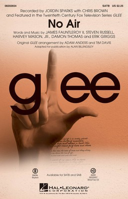 No Air - from Glee - SATB Adam Anders Hal Leonard Choral Score Octavo