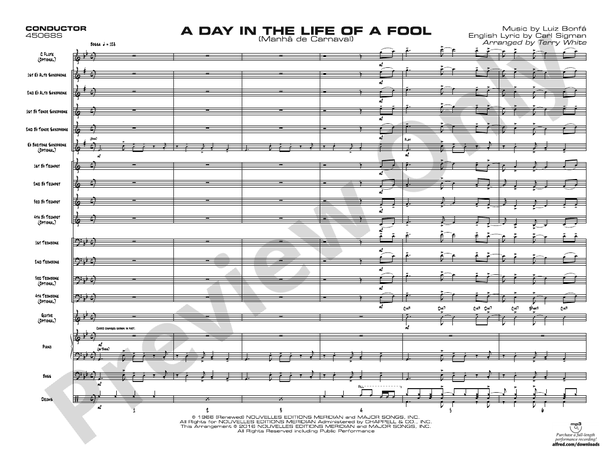 A Day in the Life of a Fool (Manha de Carnaval) – Jazz Ensemble Conductor Score & Parts (Digital Download)