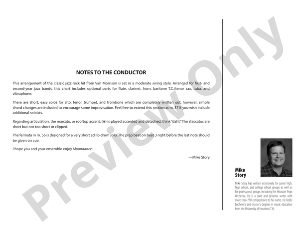 Moondance – Jazz Ensemble Conductor Score & Parts (Digital Download)