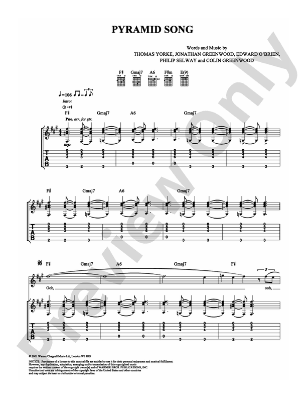 Pyramid Song - Guitar TAB (Digital Download)