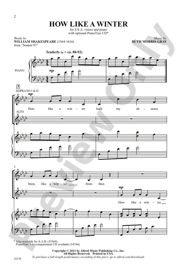 How Like a Winter – SSA Choral Octavo (Digital Download)