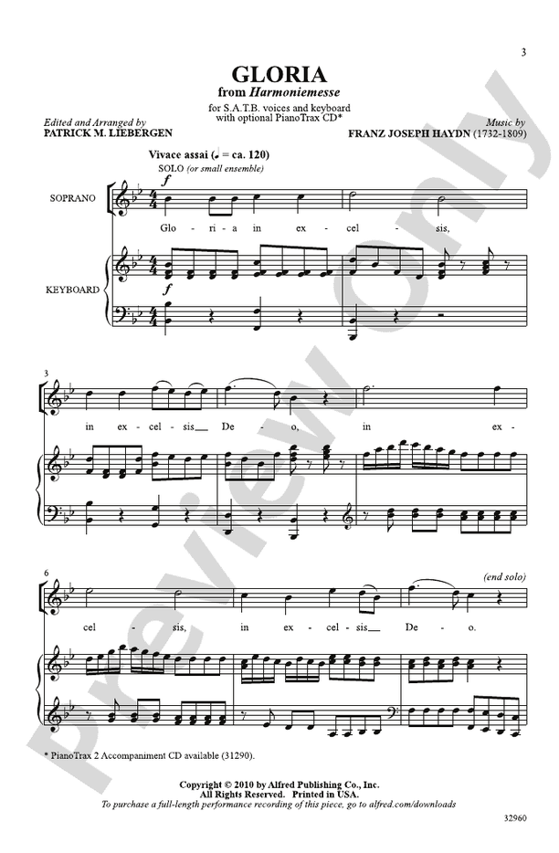 Gloria (from Harmoniemesse) – SATB Choral Octavo (Digital Download)