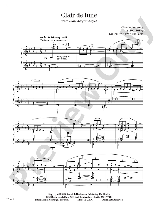 Debussy - Clair de lune from Suite bergamasque - Piano (Digital Download)